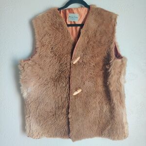 Kangaroo Fur Shearling Leather Toggle Vest